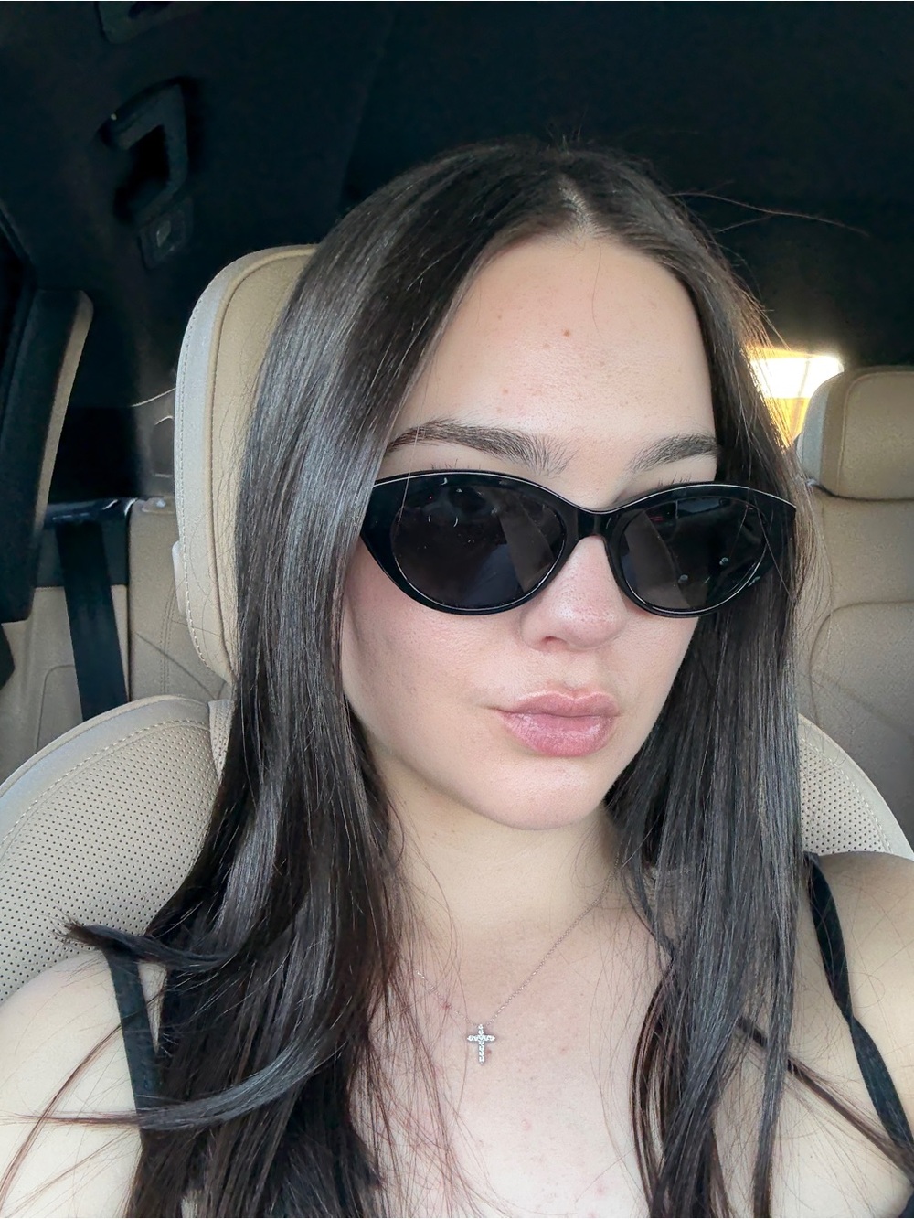 Saint Laurent Black Round Cat-Eye Sunglasses with Gold YSL Detail